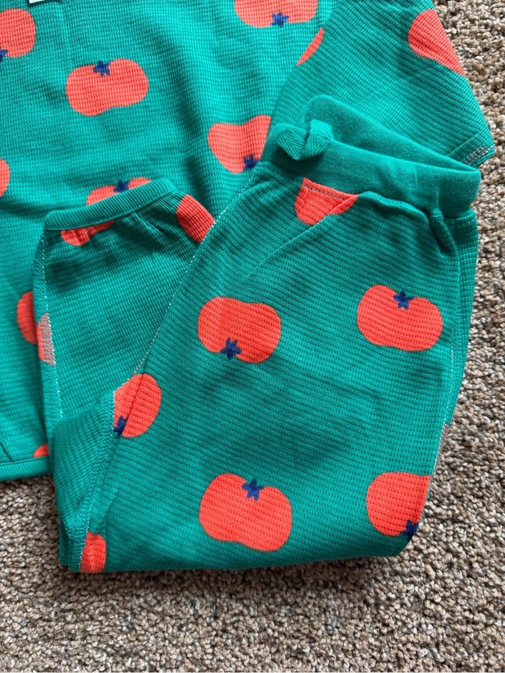 HANNA ANDERSSON Long Sleeve Waffle Top & Pants Set in Coral Tasty Tomato